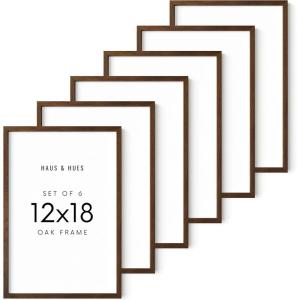 image:imageHAUS AND HUES Walnut Oak 12x18 Picture Frame  Standalone Natural Wood Frame Set of 6