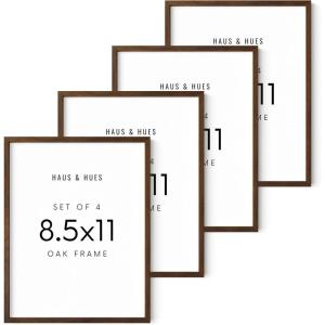 image:imageHAUS AND HUES Walnut Wood Certificate Frames 85x11  Set of 4 Document Frames MultiPack for Gallery Wall Walnut Oak Frame