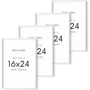 image:imageHAUS AND HUES White Oak Wood 16x24 Picture Frames  Set of 4 Natural Frames for Posters and Prints