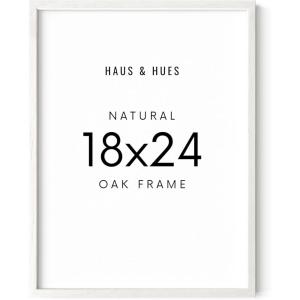 image:imageHAUS AND HUES White Oak Wood 18x24 Picture Frame  Oak Poster Frame Wall Mount for Artwork White Oak Frame