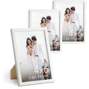 image:imageHAUS AND HUES White Oak Wood 4x6 Picture Frames  Set of 3 Natural Frames for Photos and Wall Collage