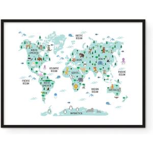 image:imageHAUS AND HUES Animal World Map Art Print Individual  12x16