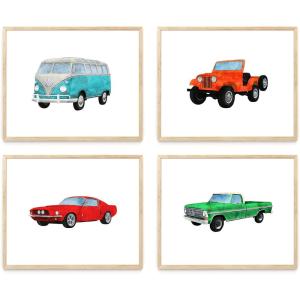 image:imageNursery Cars Art Print Set of 48x10  Framed Beige