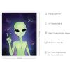 image:imageHAUS AND HUES Trippy Alien Poster  Cool Extraterrestrial Wall Art Psychedelic Room Decor Alien Portrait Framed Beige 16x20Alien Portrait