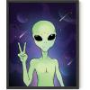 image:imageHAUS AND HUES Trippy Alien Poster  Cool Extraterrestrial Wall Art Psychedelic Room Decor Alien Portrait Framed Beige 16x20Alien Portrait