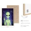 image:imageHAUS AND HUES Trippy Alien Poster  Cool Extraterrestrial Wall Art Psychedelic Room Decor Alien Portrait Framed Beige 16x20Alien Portrait