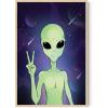 image:imageHAUS AND HUES Trippy Alien Poster  Cool Extraterrestrial Wall Art Psychedelic Room Decor Alien Portrait Framed Beige 16x20Alien Portrait