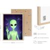image:imageHAUS AND HUES Trippy Alien Poster  Cool Extraterrestrial Wall Art Psychedelic Room Decor Alien Portrait Framed Beige 16x20Alien Portrait