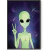 image:imageHAUS AND HUES Trippy Alien Poster  Cool Extraterrestrial Wall Art Psychedelic Room Decor Alien Portrait Framed Beige 16x20Alien Portrait