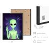 image:imageHAUS AND HUES Trippy Alien Poster  Cool Extraterrestrial Wall Art Psychedelic Room Decor Alien Portrait Framed Beige 16x20Alien Portrait