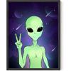 image:imageHAUS AND HUES Trippy Alien Poster  Cool Extraterrestrial Wall Art Psychedelic Room Decor Alien Portrait Framed Beige 16x20Alien Portrait