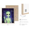 image:imageHAUS AND HUES Trippy Alien Poster  Cool Extraterrestrial Wall Art Psychedelic Room Decor Alien Portrait Framed Beige 16x20Alien Portrait