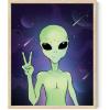 image:imageHAUS AND HUES Trippy Alien Poster  Cool Extraterrestrial Wall Art Psychedelic Room Decor Alien Portrait Framed Beige 16x20Alien Portrait