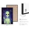 image:imageHAUS AND HUES Trippy Alien Poster  Cool Extraterrestrial Wall Art Psychedelic Room Decor Alien Portrait Framed Beige 16x20Alien Portrait