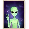 image:imageHAUS AND HUES Trippy Alien Poster  Cool Extraterrestrial Wall Art Psychedelic Room Decor Alien Portrait Framed Beige 16x20Alien Portrait