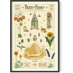 image:imageHAUS AND HUES Honey Bee Decor Cavallini Poster  Bee Wall Decor Vintage Posters for Room Aesthetic Vintage Prints and Plant Posters Follygraph Fleurs Vintage Poster Bees and Honey Unframed 24x36