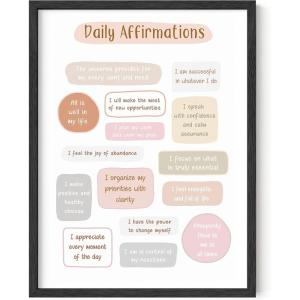 image:imageHAUS AND HUES Inspirational Quotes Wall Art  Daily Affirmations for Women SelfLove Hacks amp Motivational Poster Black Frame 24x36Daily Affirmations