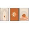 image:imageHAUS AND HUES Mid Century Wall Art Set of 3  Terracotta Moon Boho Geometric Art Prints Modern Wall Decor Unframed 24x36