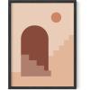 image:imageHAUS AND HUES Boho Poster  Mid Century Modern Decor Abstract Art Minimalist Dark Clay Eye with Lashes 16x20 Beige FrameSun and Two Staircases