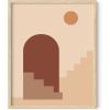 image:imageHAUS AND HUES Boho Poster  Mid Century Modern Decor Abstract Art Minimalist Dark Clay Eye with Lashes 16x20 Beige FrameSun and Two Staircases