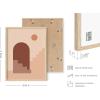 image:imageHAUS AND HUES Boho Poster  Mid Century Modern Decor Abstract Art Minimalist Dark Clay Eye with Lashes 16x20 Beige FrameSun and Two Staircases