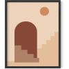 image:imageHAUS AND HUES Boho Poster  Mid Century Modern Decor Abstract Art Minimalist Dark Clay Eye with Lashes 16x20 Beige FrameSun and Two Staircases