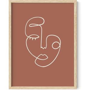 image:imageHAUS AND HUES Astrology Poster  Celestial Wall Art Sun and Moon Print Spiritual Boho Artwork 12x16 Black FrameClay Abstract Face