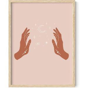 image:imageHAUS AND HUES Astrology Poster  Celestial Wall Art Sun and Moon Print Spiritual Boho Artwork 12x16 Black FrameCosmic Moon and Stars