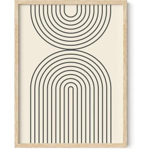 image:imageHAUS AND HUES Boho Poster  Mid Century Modern Decor Abstract Art Minimalist Dark Clay Eye with Lashes 16x20 Beige FrameBlack Semi Circles
